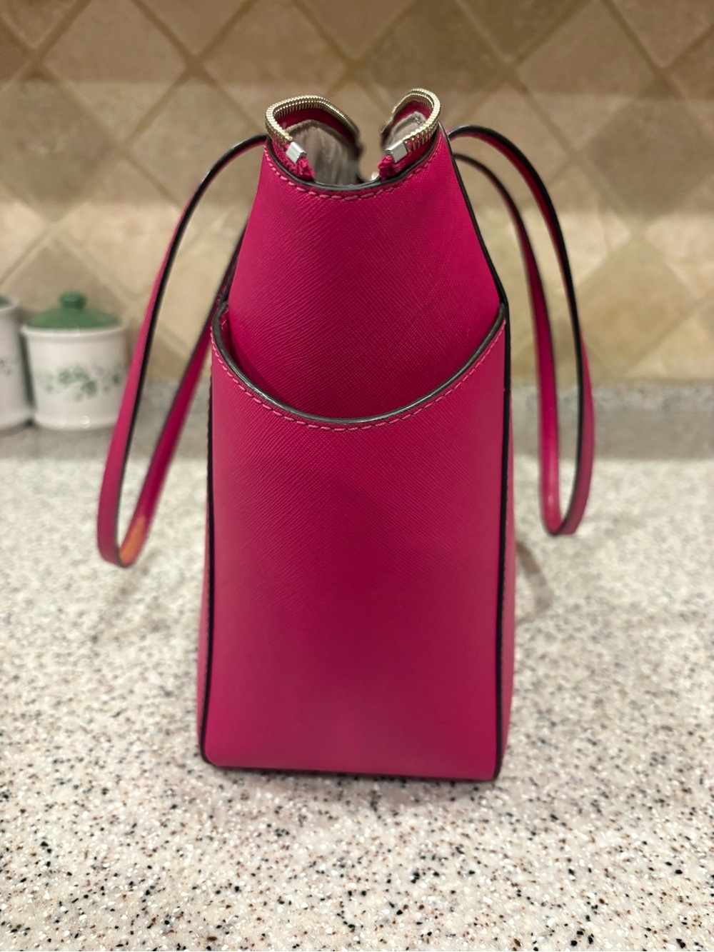 Michael Kors Marilyn Medium Saffiano Leather Tote in a vibrant pink With Wallet - Picture 9 of 13